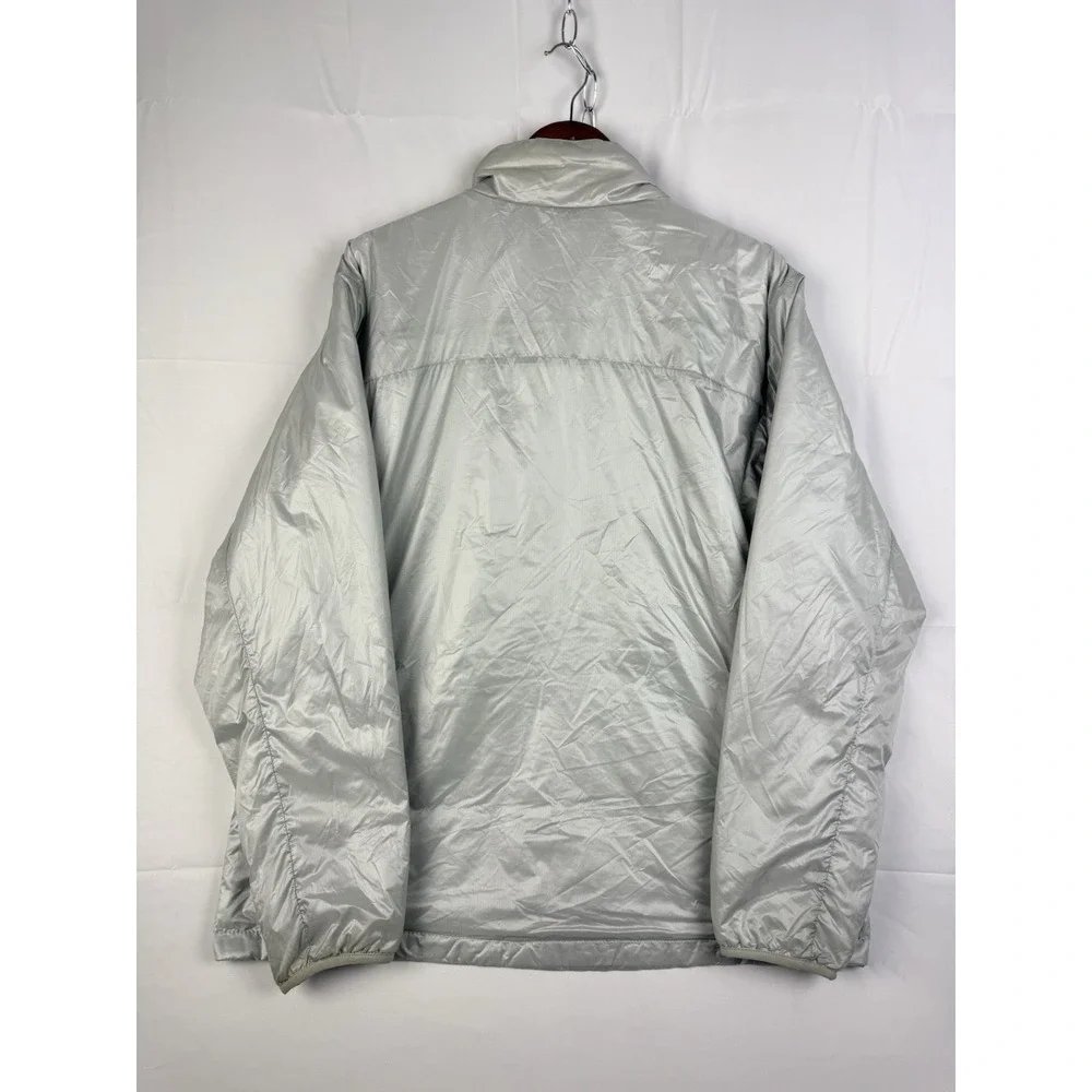 The North Face Puffer Jacket Mens Sz . XL Silver Metallic Full Zip Blue Accent